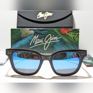 New Maui Jim Shore Break Black Grey Polarized Blue Hawaii Sunglasses B822-02MG